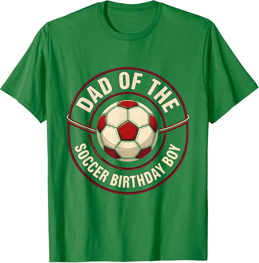 Men's Dad Of The Soccer Birthday Boy Family Matching Emblem T-Shirt - Kelly Green