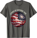 Stripes Hit Different Here Red White Blue Design T-Shirt - Asphalt Grey