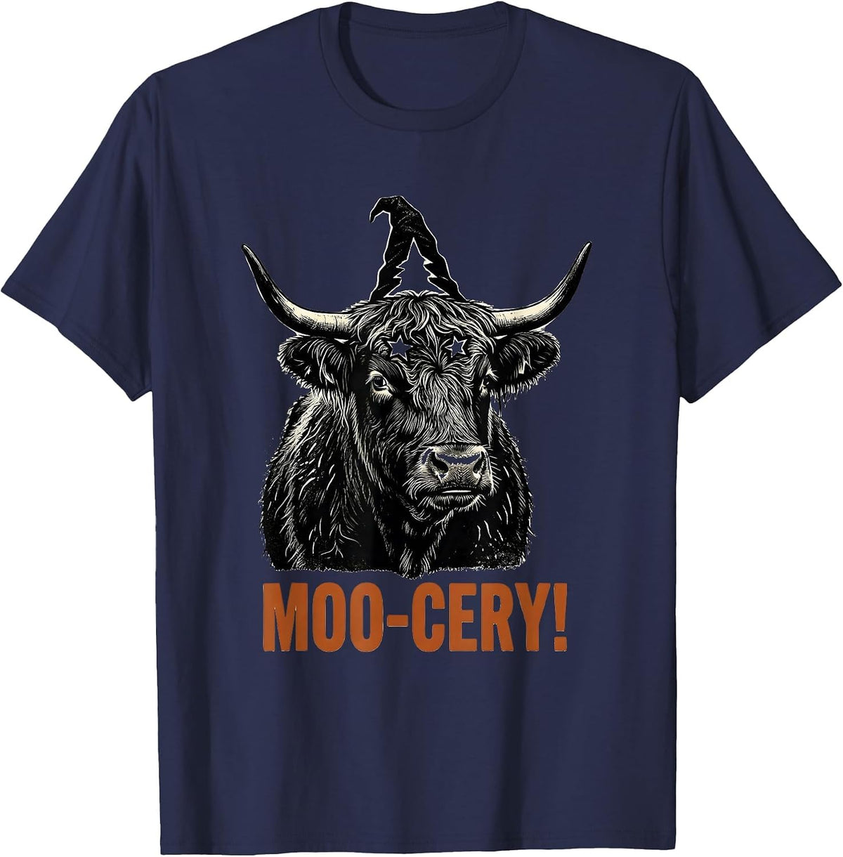 Men's Moo-cery! Funny Highland Cow Halloween Costume Humor T-Shirt - Navy Blue