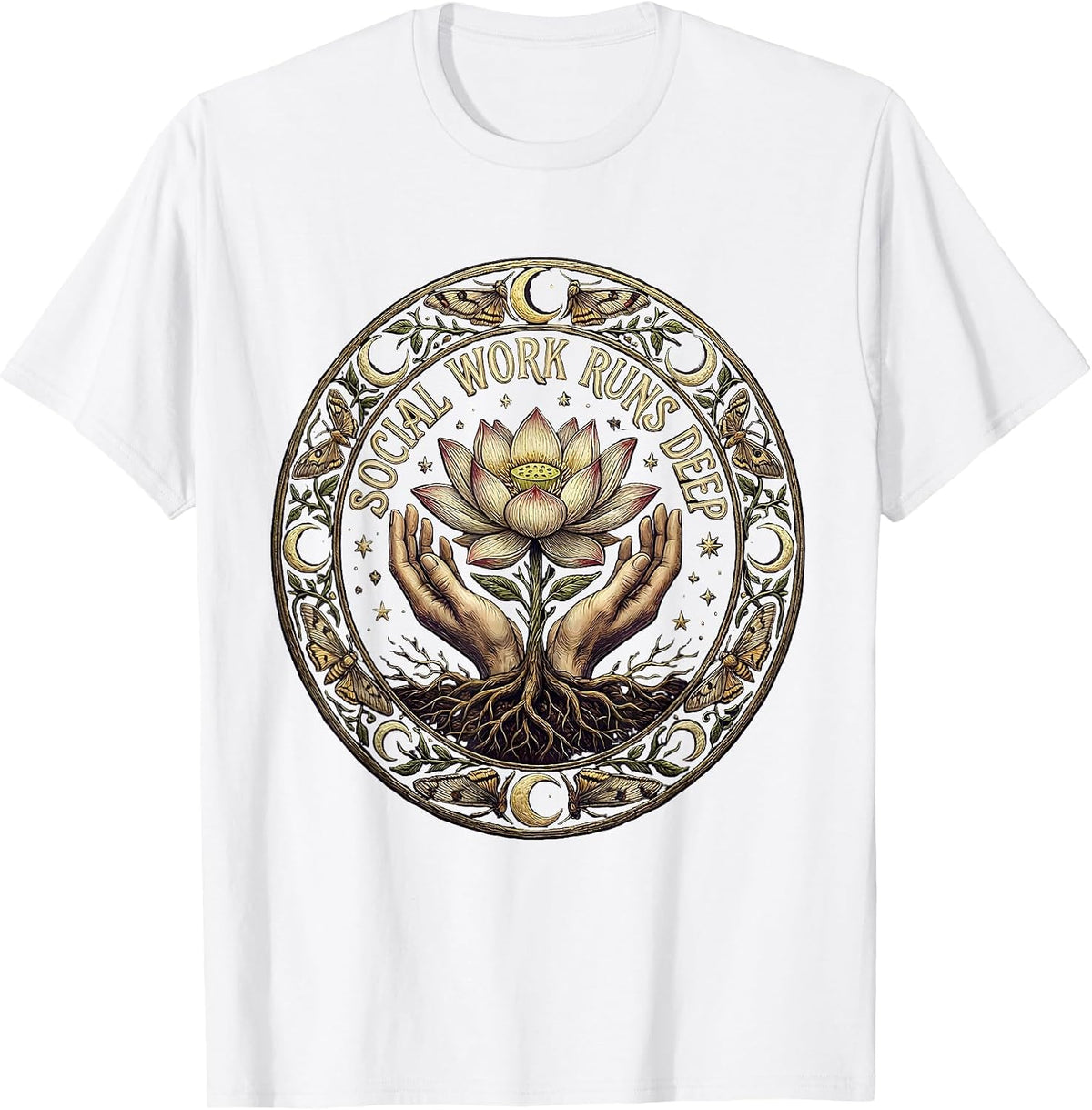 Men's Social Work Runs Deep Social Worker Design T-Shirt - White