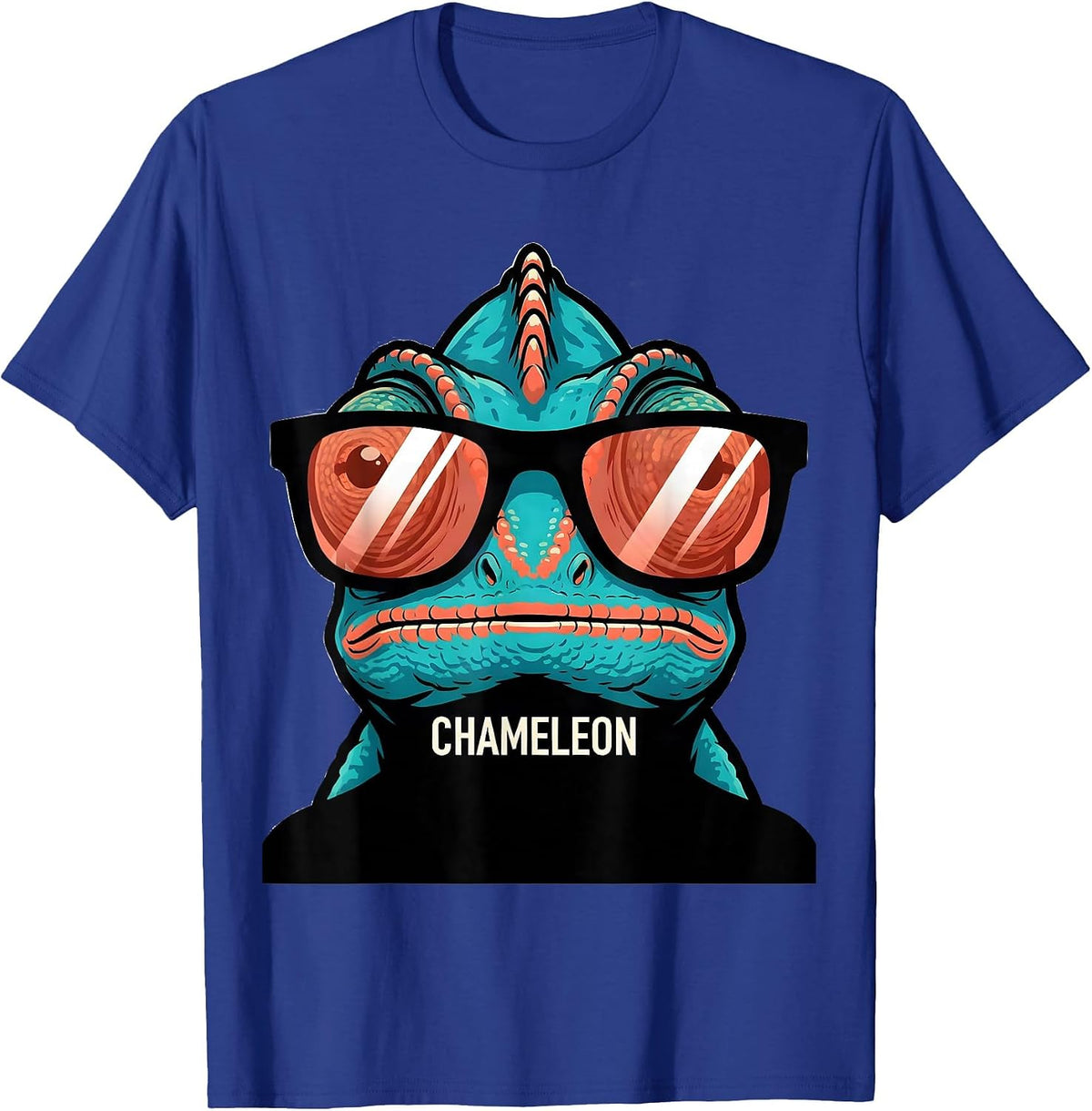 CHAMELEON Cartoon College Mascot Sunglasses Fan Gear T-Shirt - Royal Blue