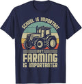 Funny School is Important But Farming is Importanter for Men T-Shirt - Navy Blue