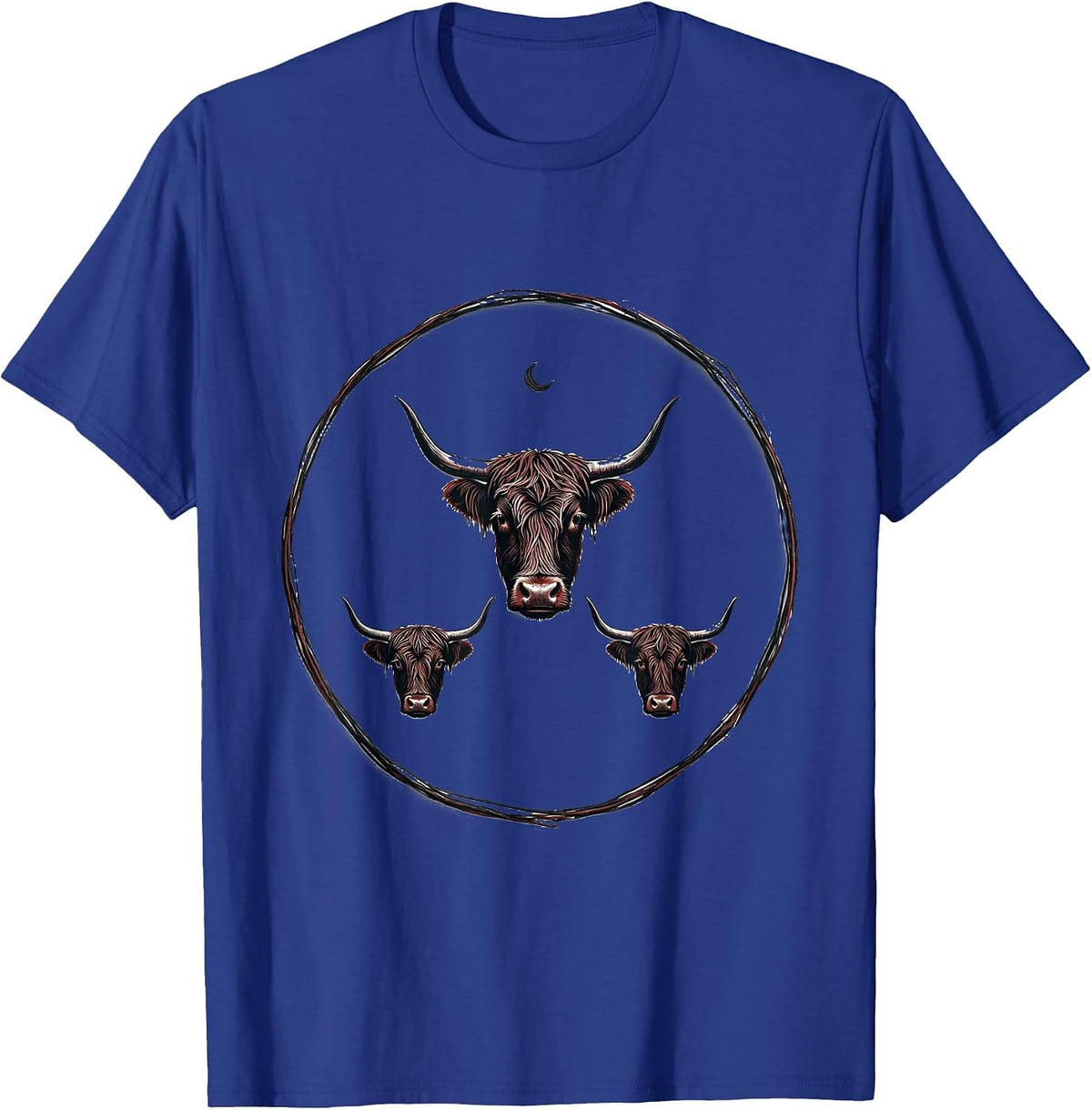 Men's Thin Highland Cow Ring Minimalist Holiday Cow Lover Gift T-Shirt - Royal Blue