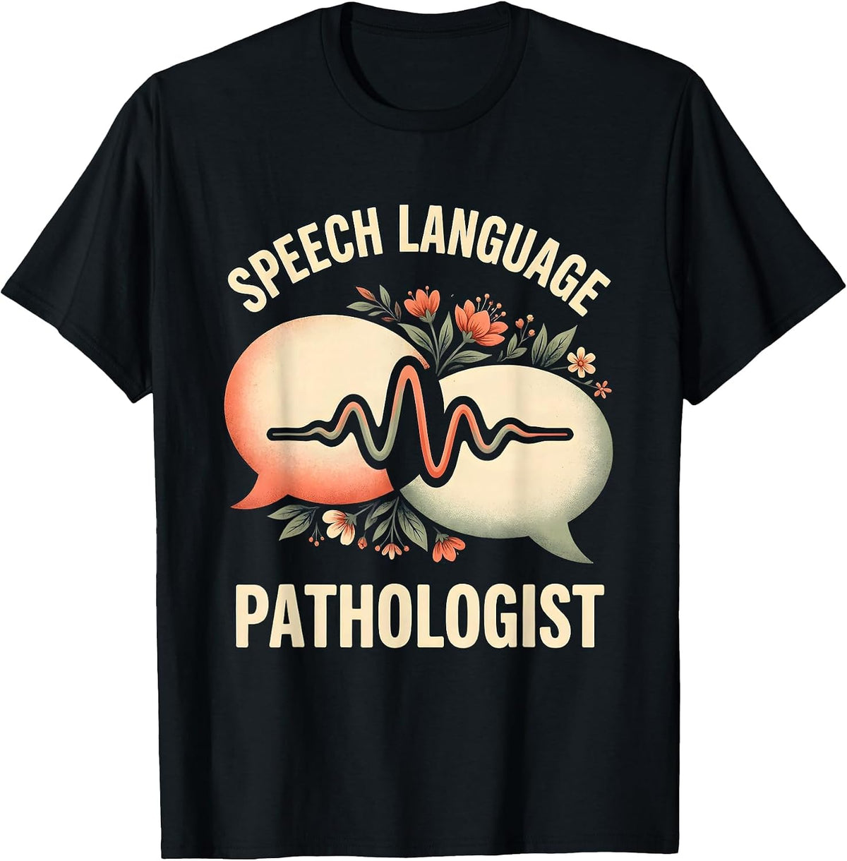Men's Speech Language Pathologist Retro Floral SLP Professional T-Shirt - Black