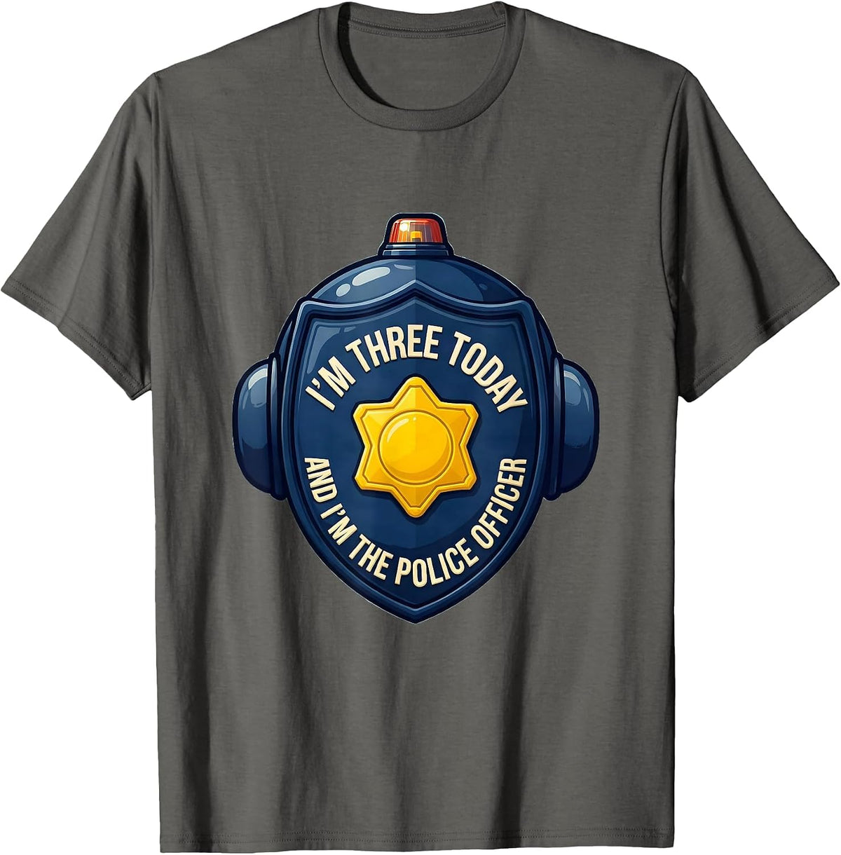 Men's I'm Three Today And I'm The Police Officer Kids T-Shirt - Asphalt Grey