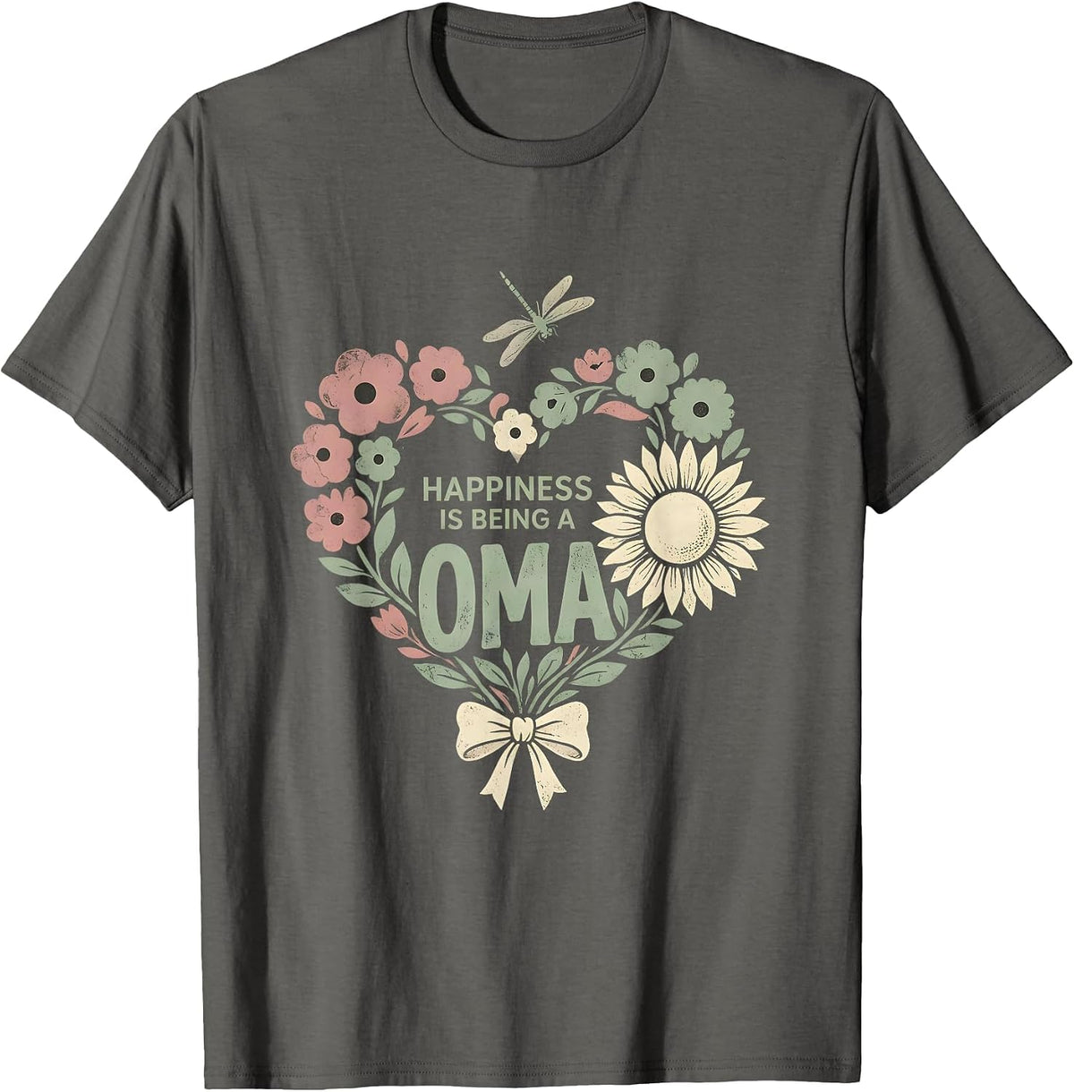 Men's Happiness Is Being A Oma Floral Boho Grandma Mother's Day T-Shirt - Asphalt Grey