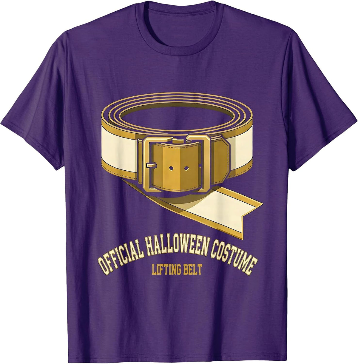 Men's Official Halloween Costume: Lifting Belt Funny T-Shirt - Purple