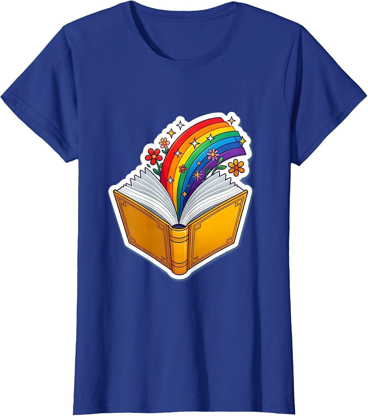 Women's Special Education Teacher Rainbow Book Graphic T-Shirt - Royal Blue