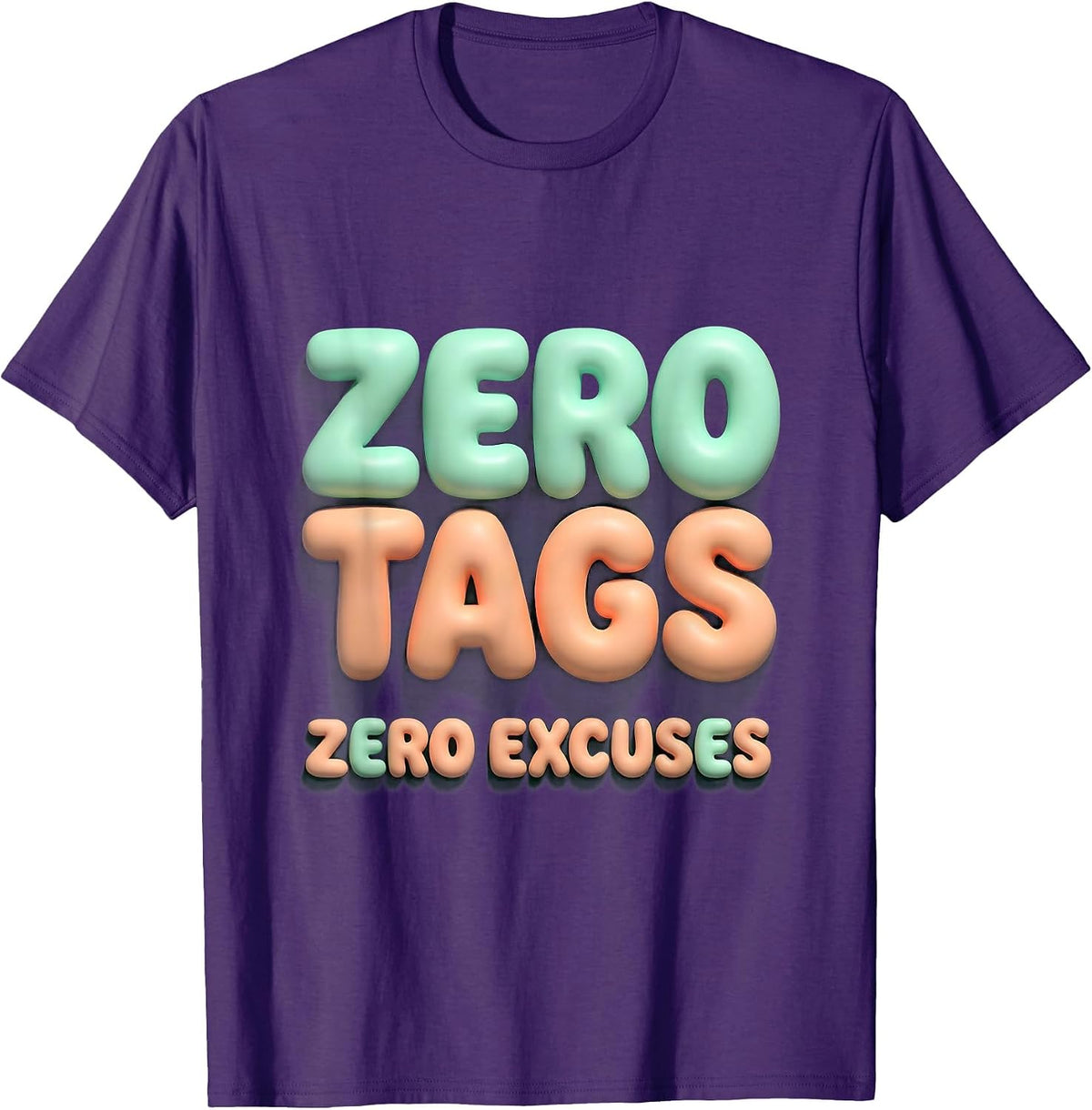 Men's Zero Tags Zero Excuses Hunting Graphic Design T-Shirt - Purple