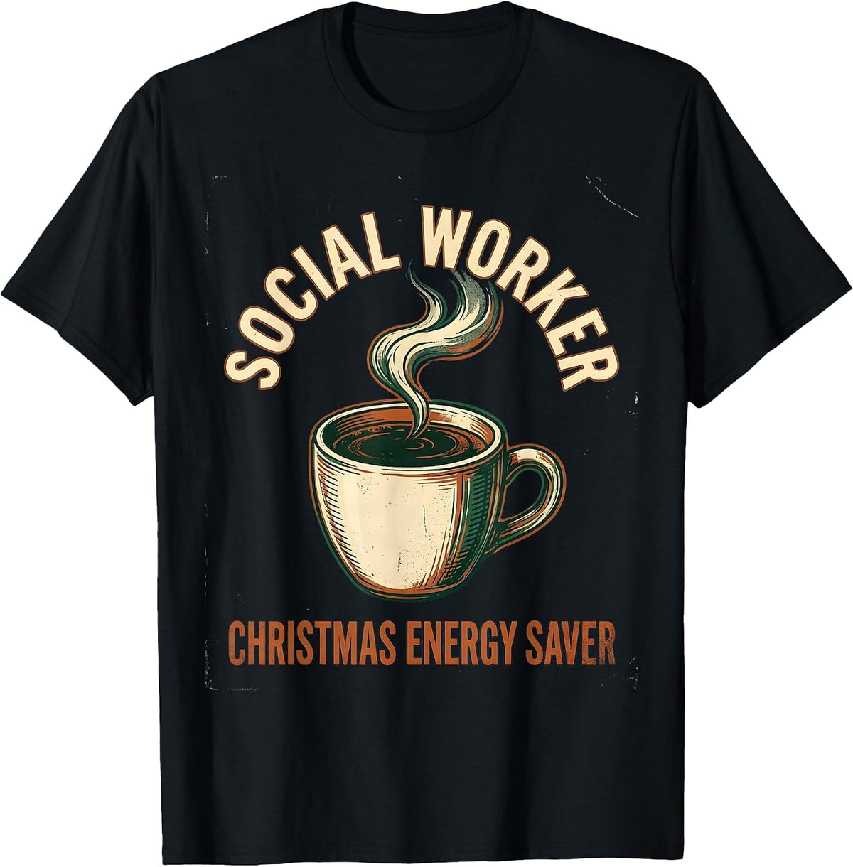 Men's Social Worker, Christmas Energy Saver Vintage Social Work T-Shirt - Black