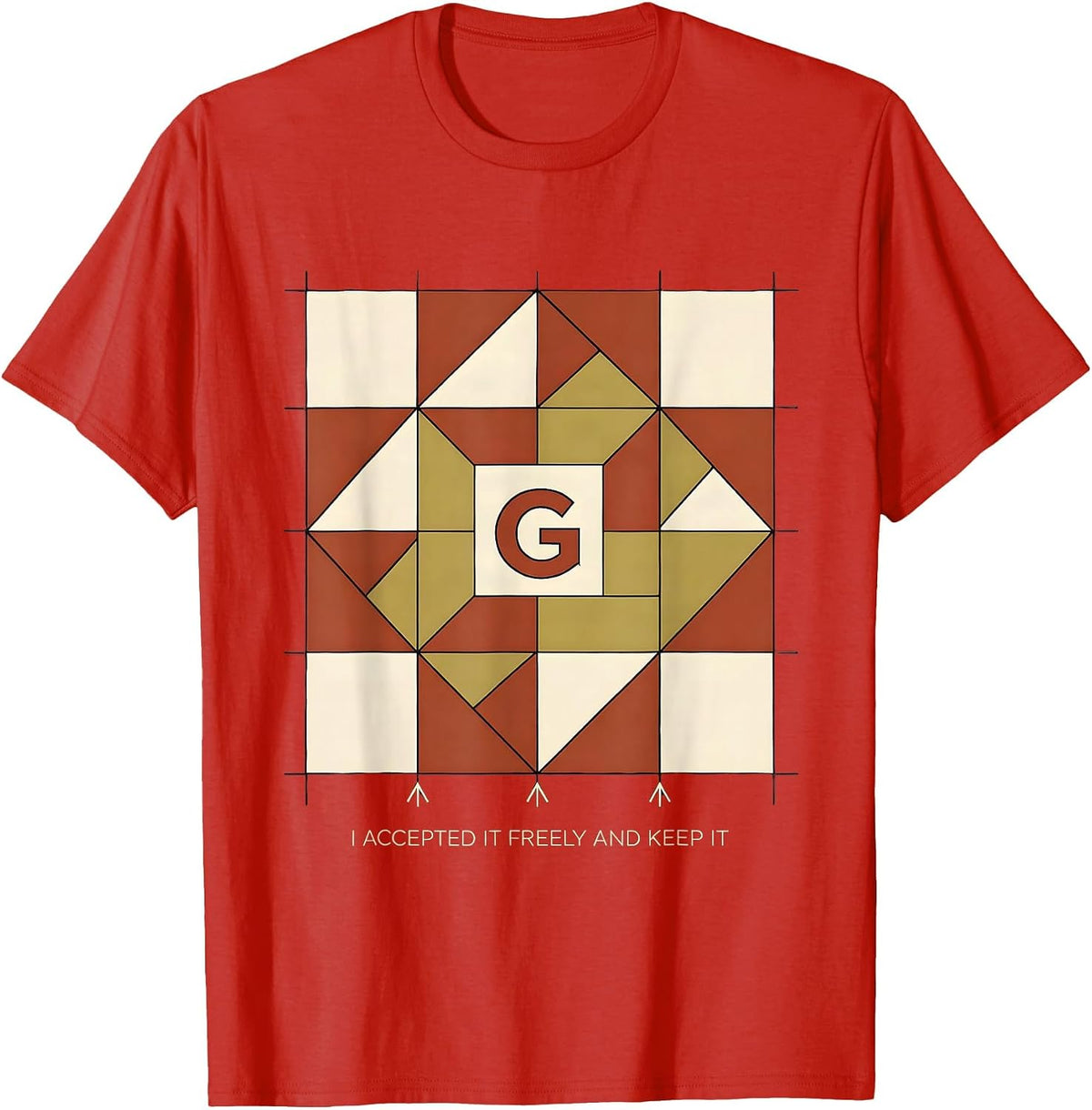 Men's I Accepted It Freely And Keep It Freemason Square T-Shirt - Red