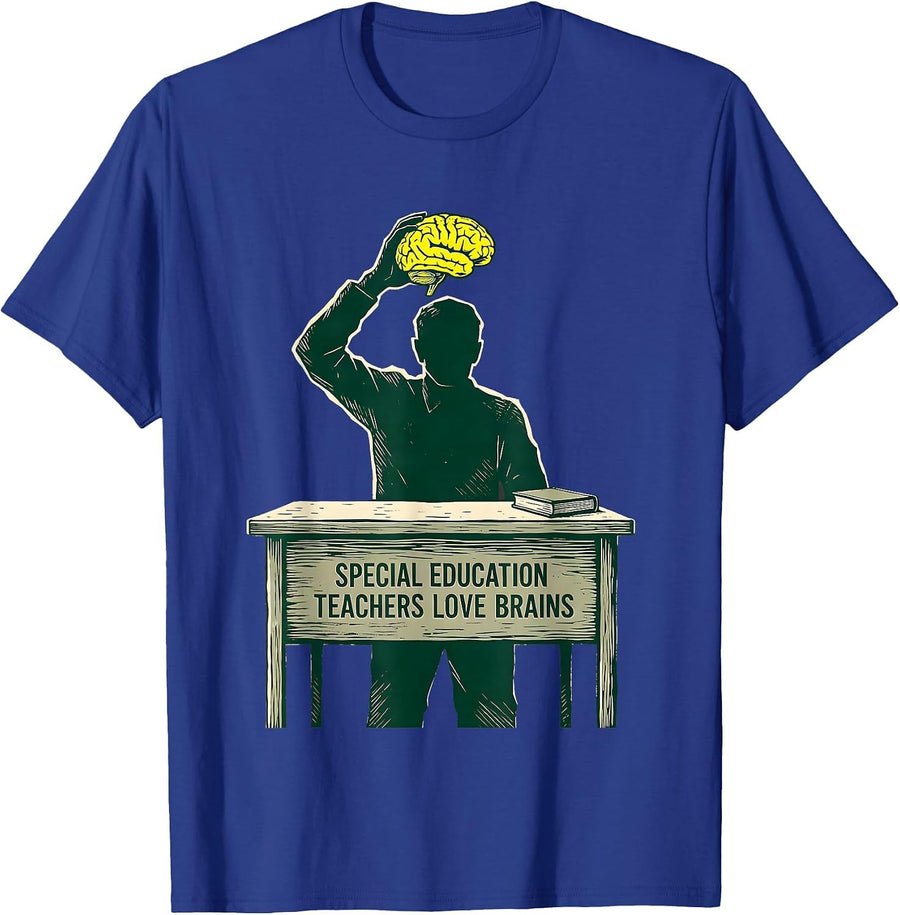 Special Education Teachers Love Brains Funny Halloween T-Shirt - Royal Blue