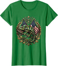 Women's Chameleon Camouflage Leafy Branch Illustration T-Shirt - Kelly Green