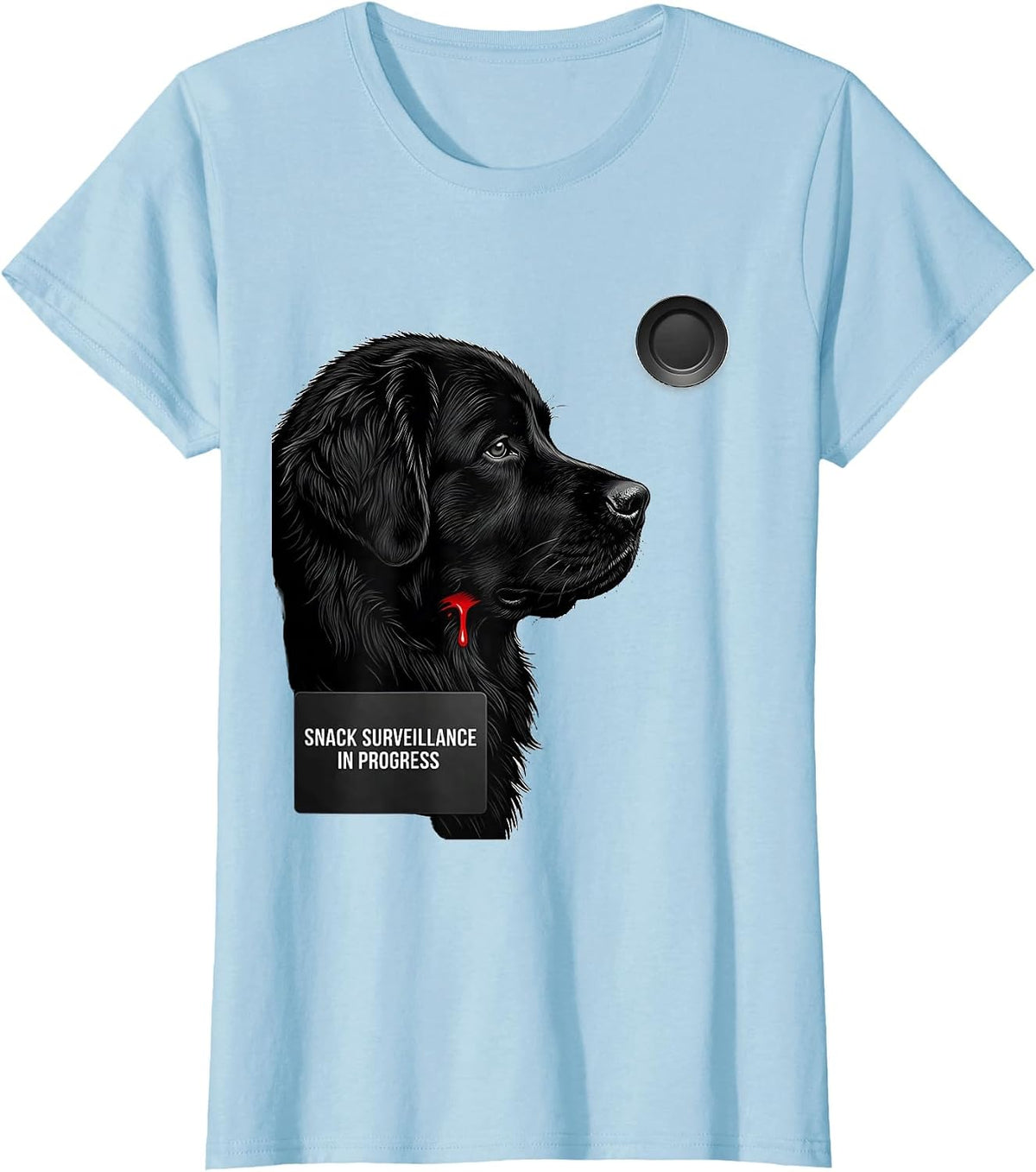 Snack Surveillance In Progress Funny Newfoundland Dog Jowls T-Shirt - Baby Blue