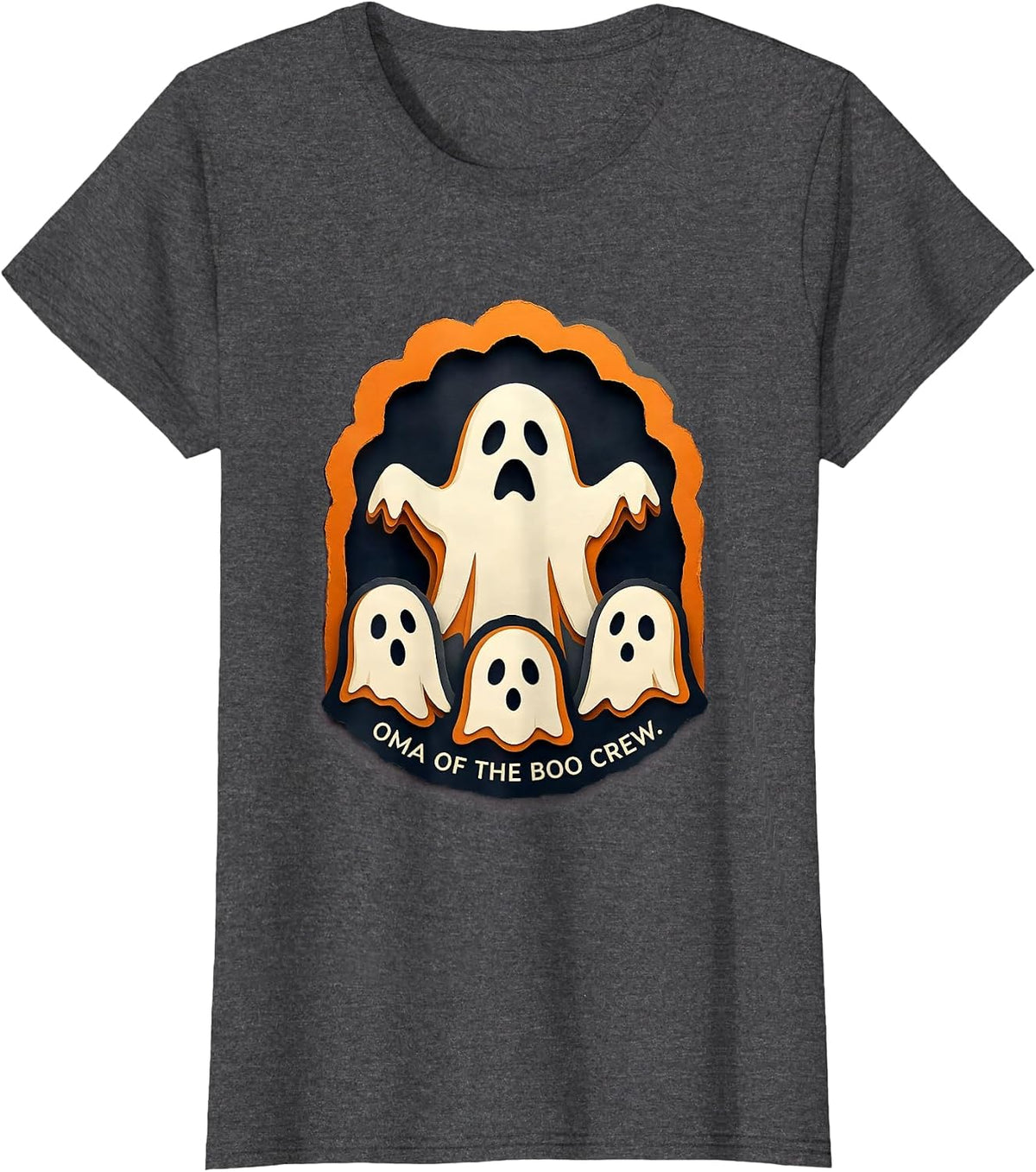 Women's Oma Of The Boo Crew Cute Ghost Family Matching Halloween T-Shirt - Dark Heather Grey