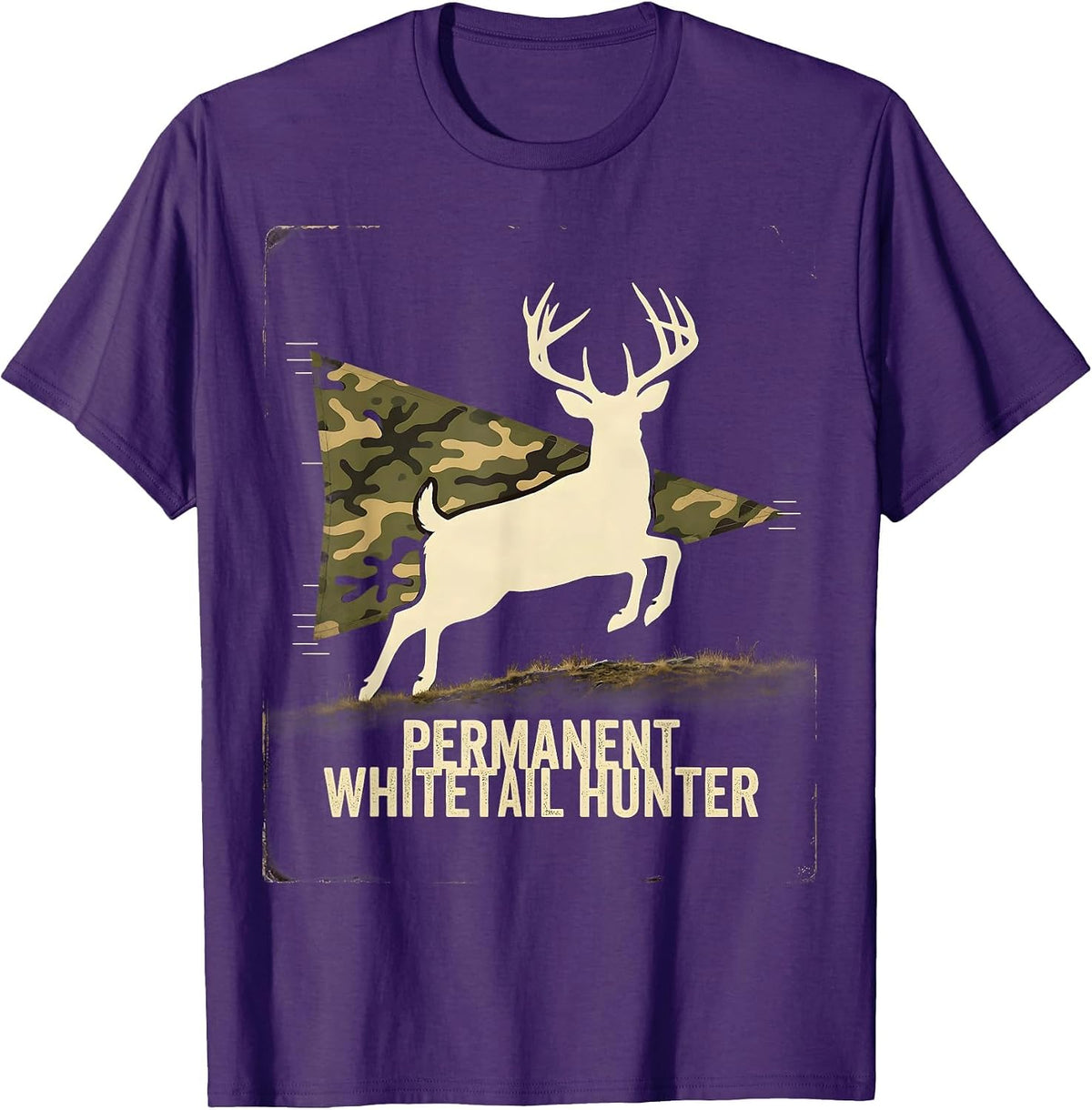 Men's Permanent Whitetail Hunter Vintage Camo Deer Hunting Dad T-Shirt - Purple