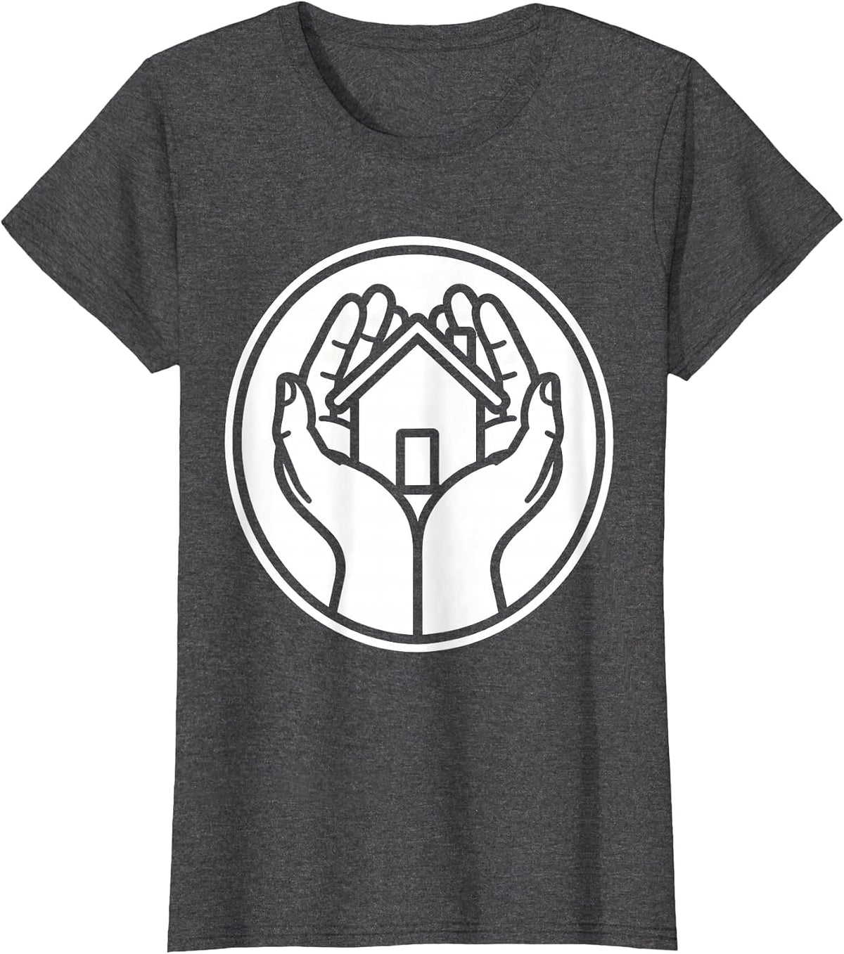Women's Social Worker Hands Cradling Home Graphic T-Shirt - Dark Heather Grey