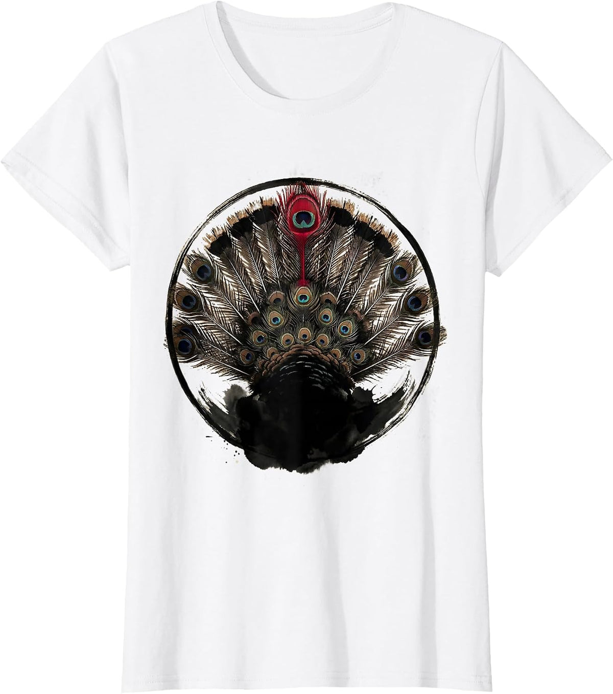 Wild Turkey Feather Fan Display Graphic T-Shirt - White