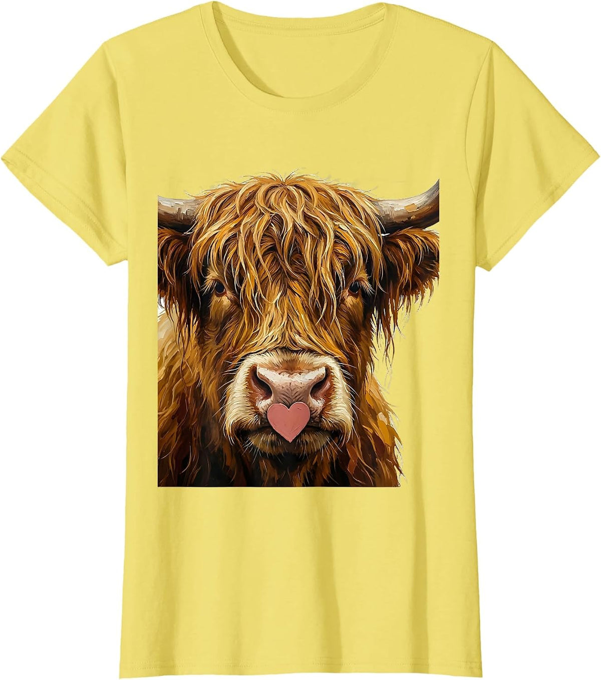 Women's Highland Cow Farm Animal Humor Funny Farm Lover T-Shirt - Lemon Yellow