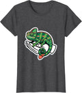 Women's Crested Chameleon Cute Pocket Pet Keeper Sticker Style T-Shirt - Dark Heather Grey