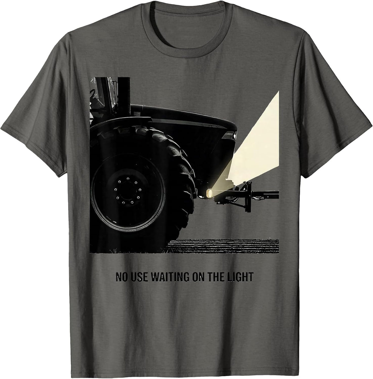 No Use Waiting On The Light Funny Farmer Tractor Heritage T-Shirt - Asphalt Grey