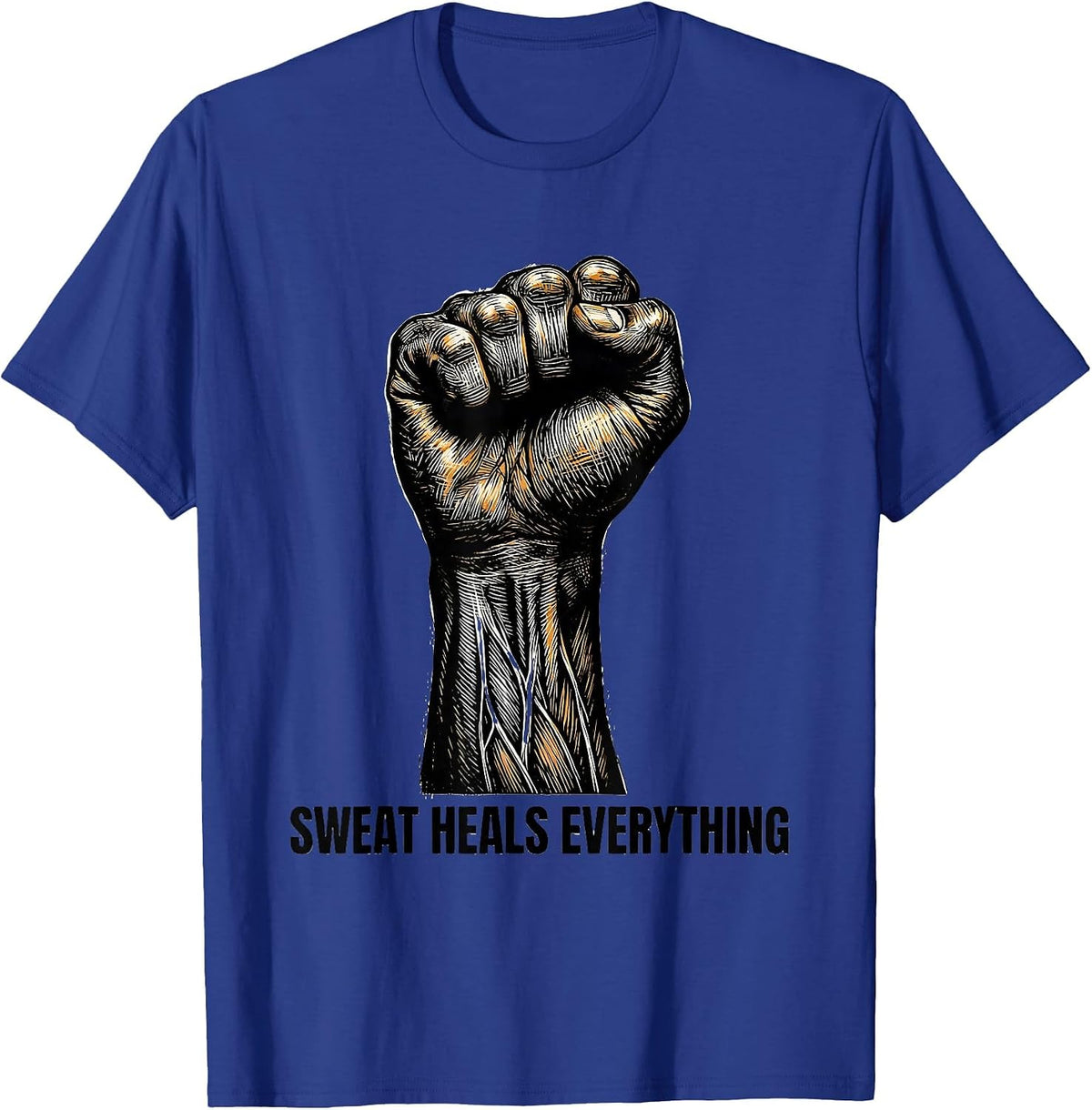 Men's Sweat Heals Everything Physical Therapy Design T-Shirt - Royal Blue