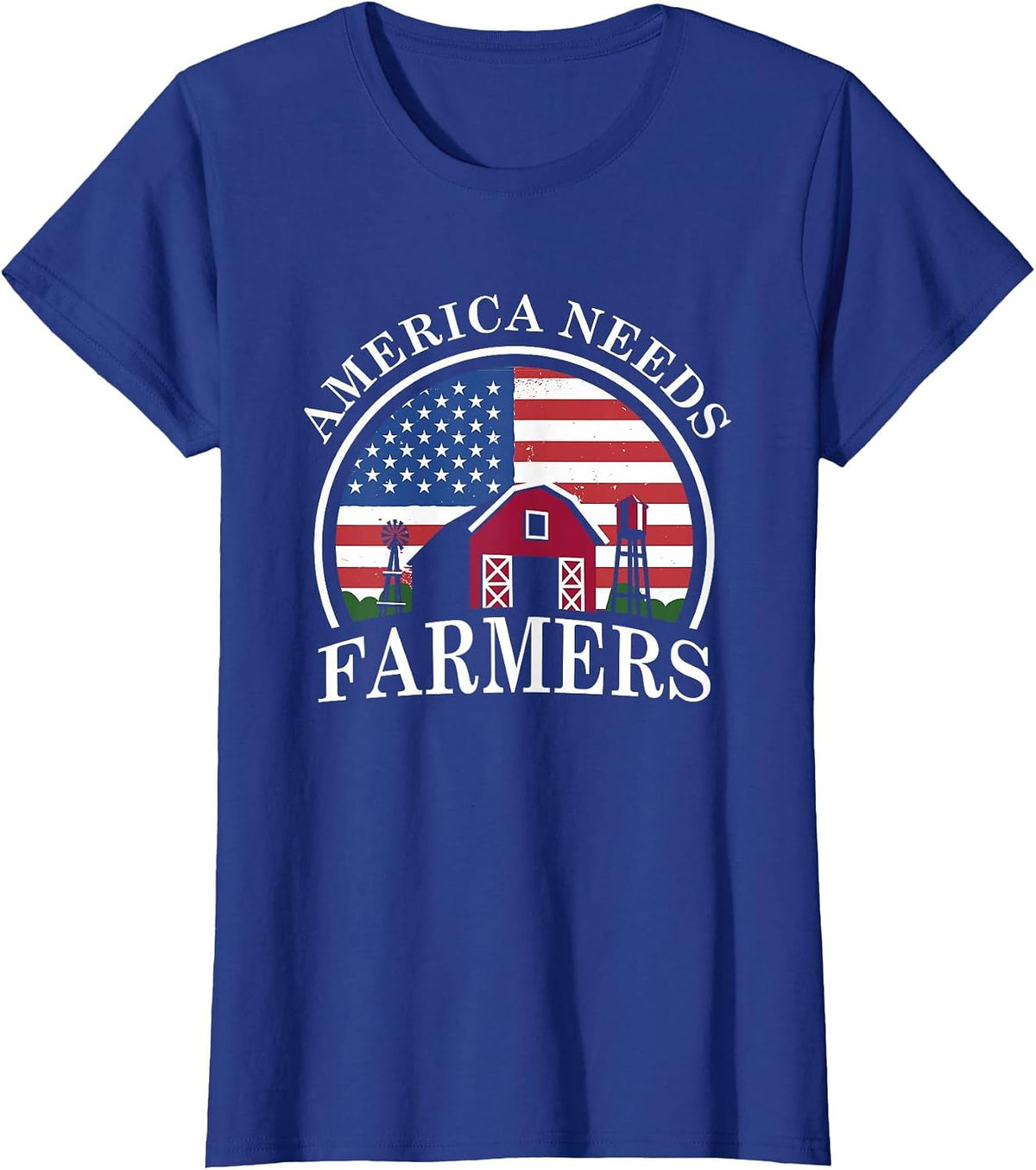 America Needs Farmers | American US Flag | Tractor T-Shirt - Royal Blue