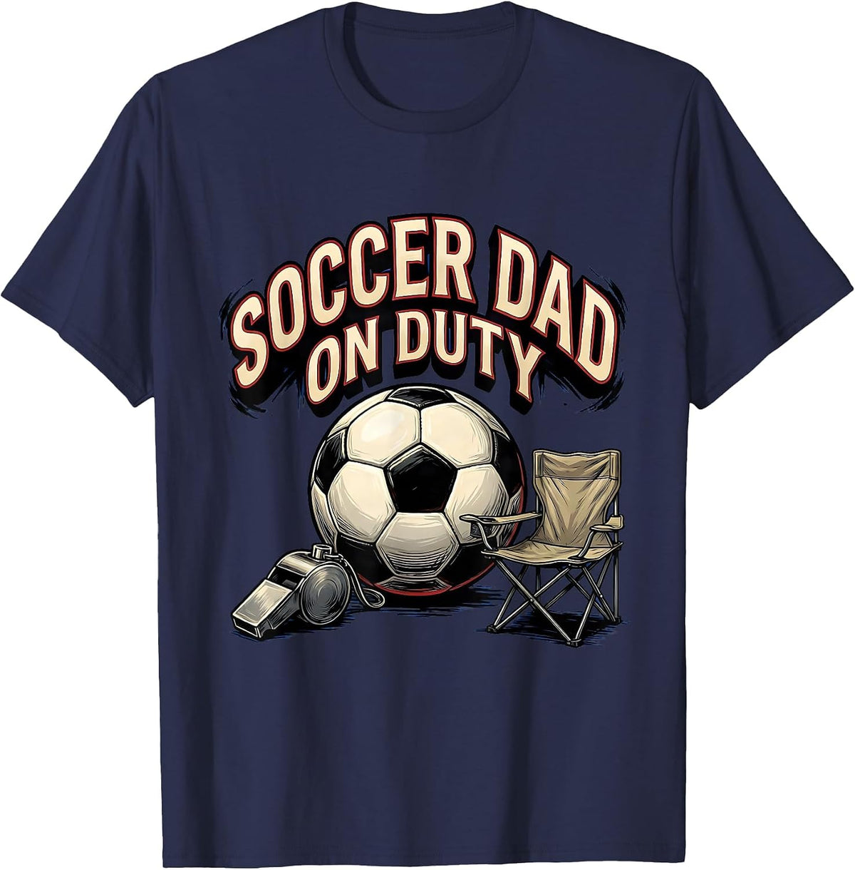 Men's Soccer Dad On Duty Graphic Design T-Shirt - Navy Blue