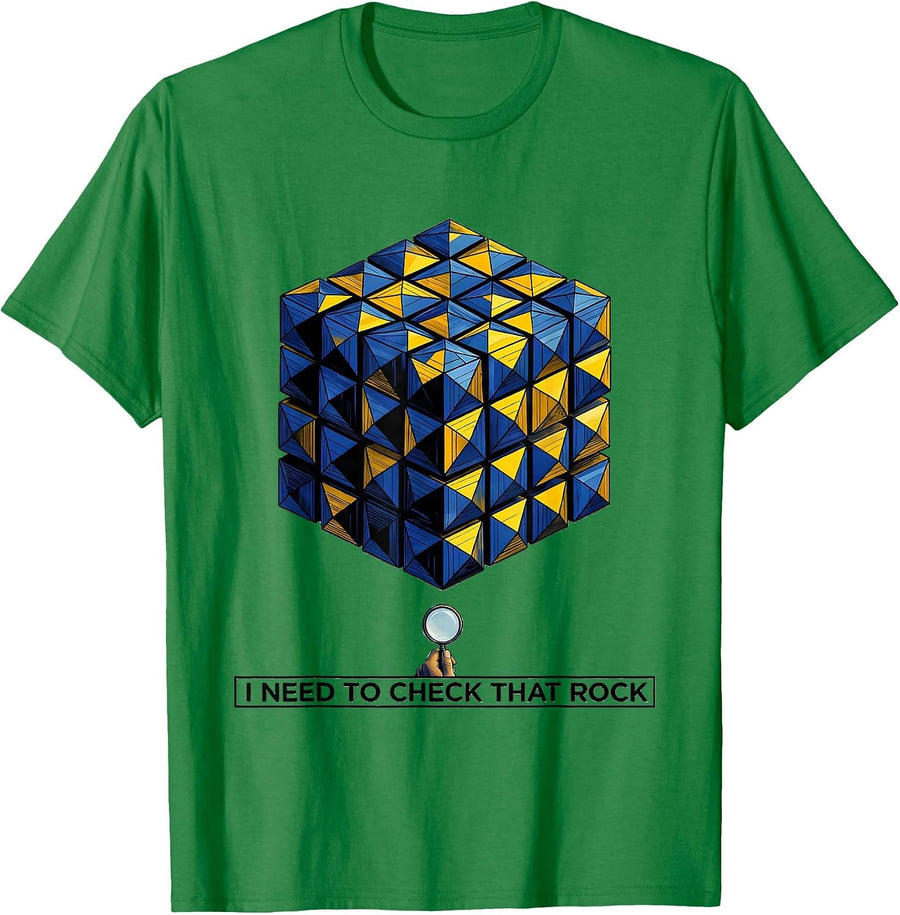 Men's I Need To Check That Rock Funny Rock Collector Geology Humor T-Shirt - Kelly Green