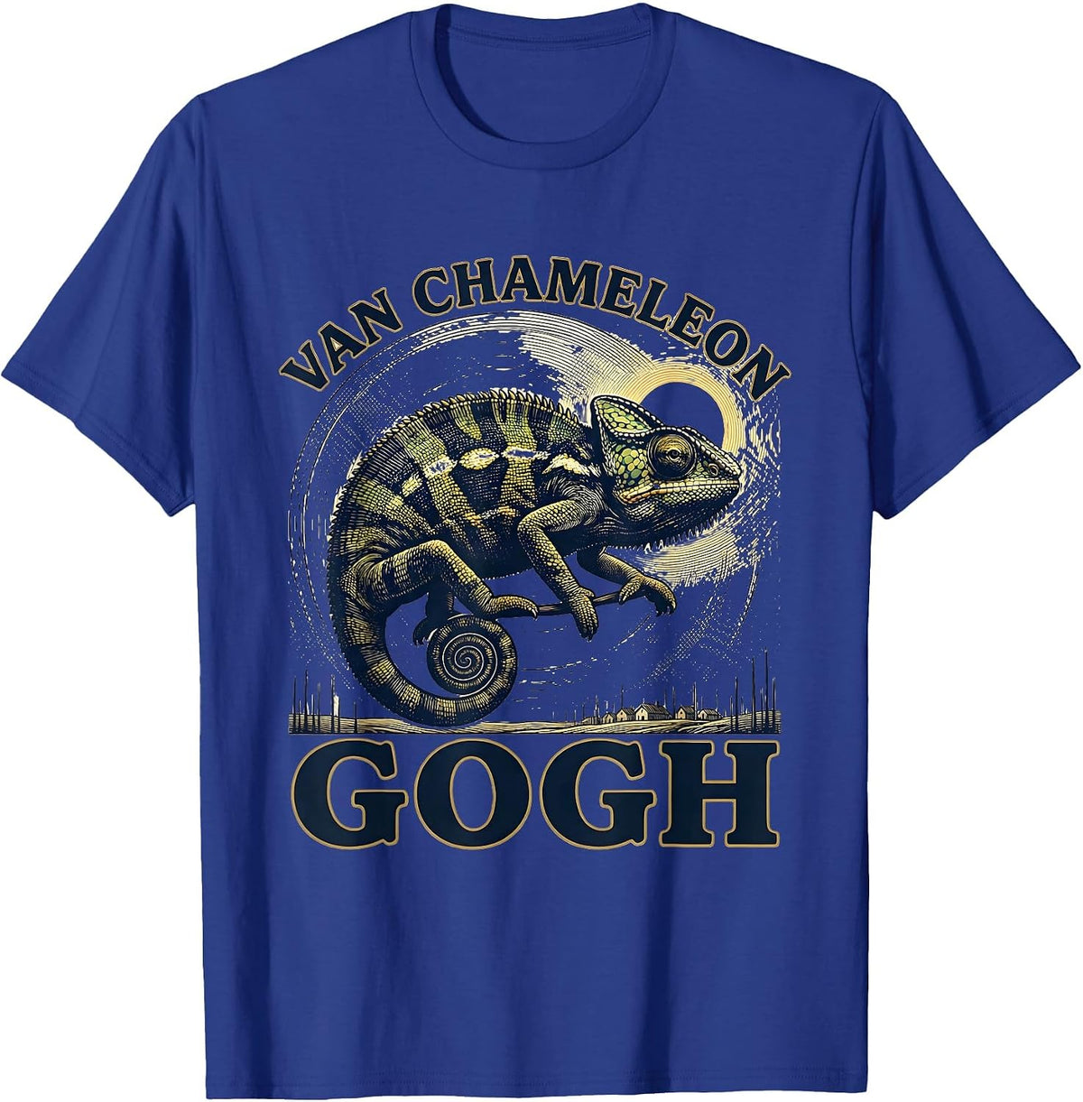 Van Chameleon Gogh Whimsical Art Meme Animal Lover Gift T-Shirt - Royal Blue