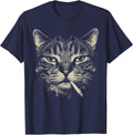 Funny Tabby Cat Smoking Cigarette Meme Vintage 90s Grunge T-Shirt - Navy Blue