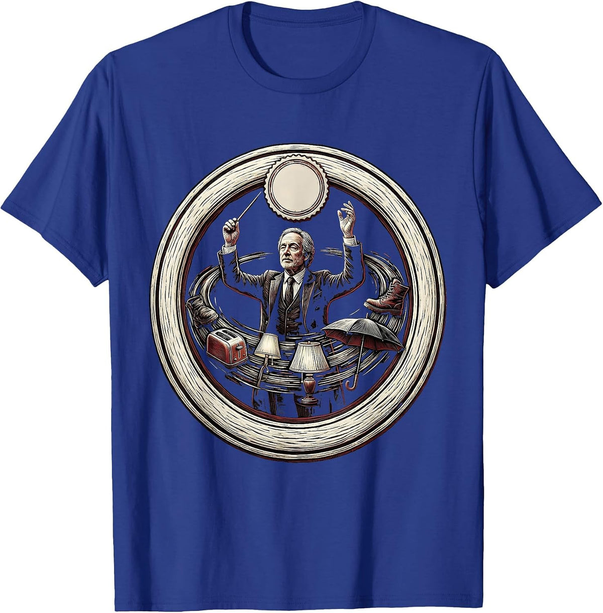 Men's Serene Conductor Chaos Coordinator Deadpan Humor T-Shirt - Royal Blue