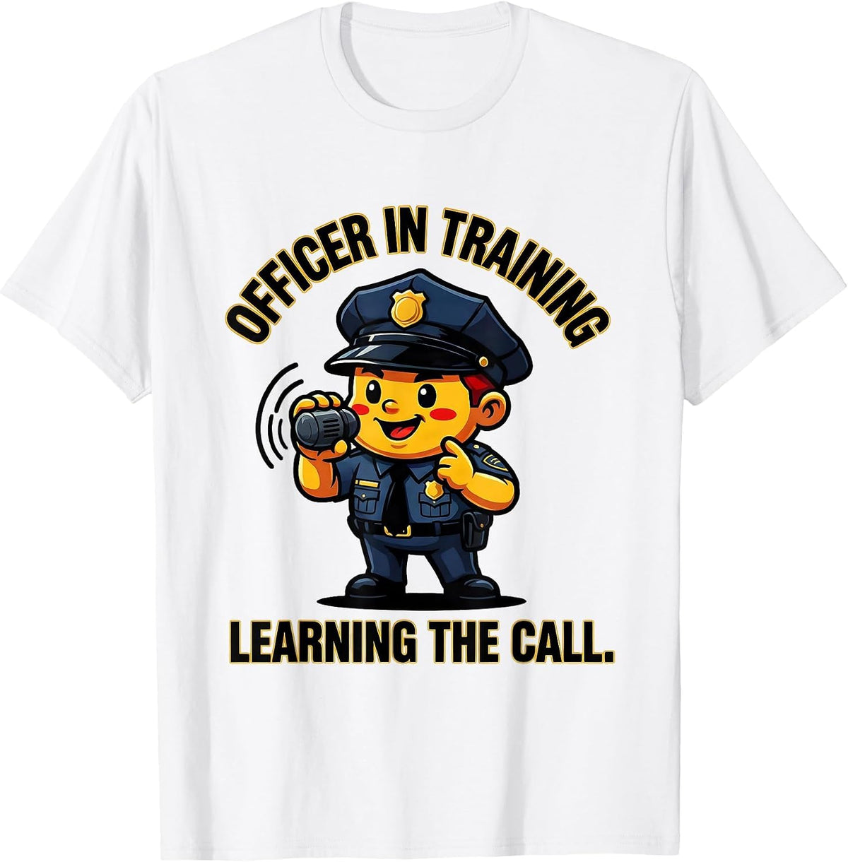 Men's Officer In Training Learning The Call Cartoon Police Officer T-Shirt - White