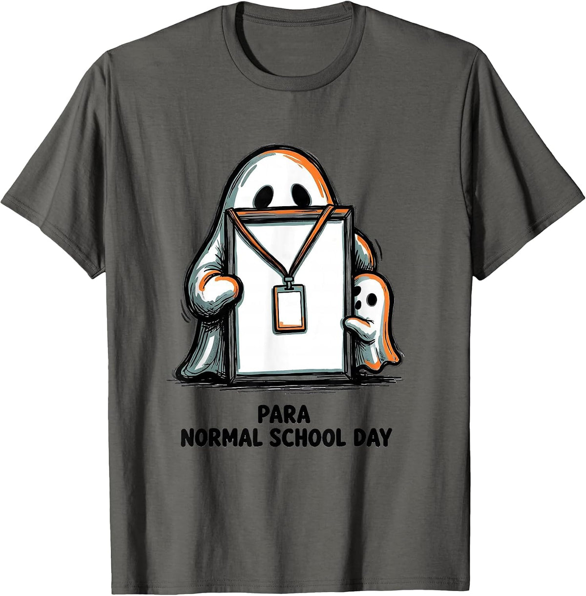 Men's Para Normal School Day Ghost Sped Paraeducator Halloween T-Shirt - Asphalt Grey