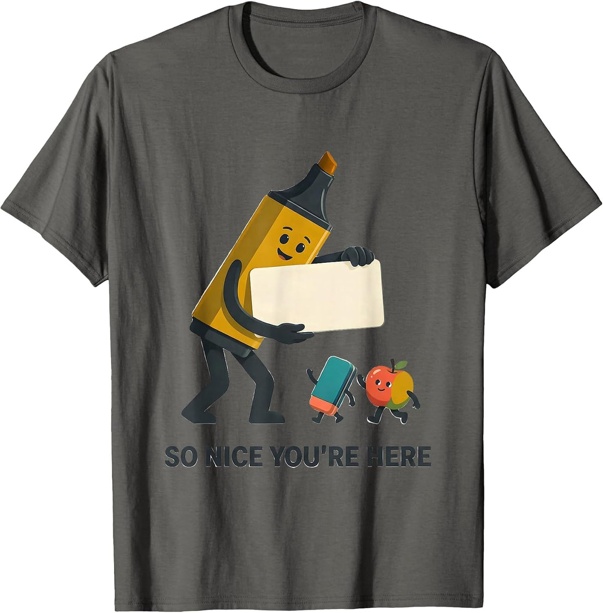 Men's So Nice You're Here Midcentury Modern Teacher Student Back T-Shirt - Asphalt Grey