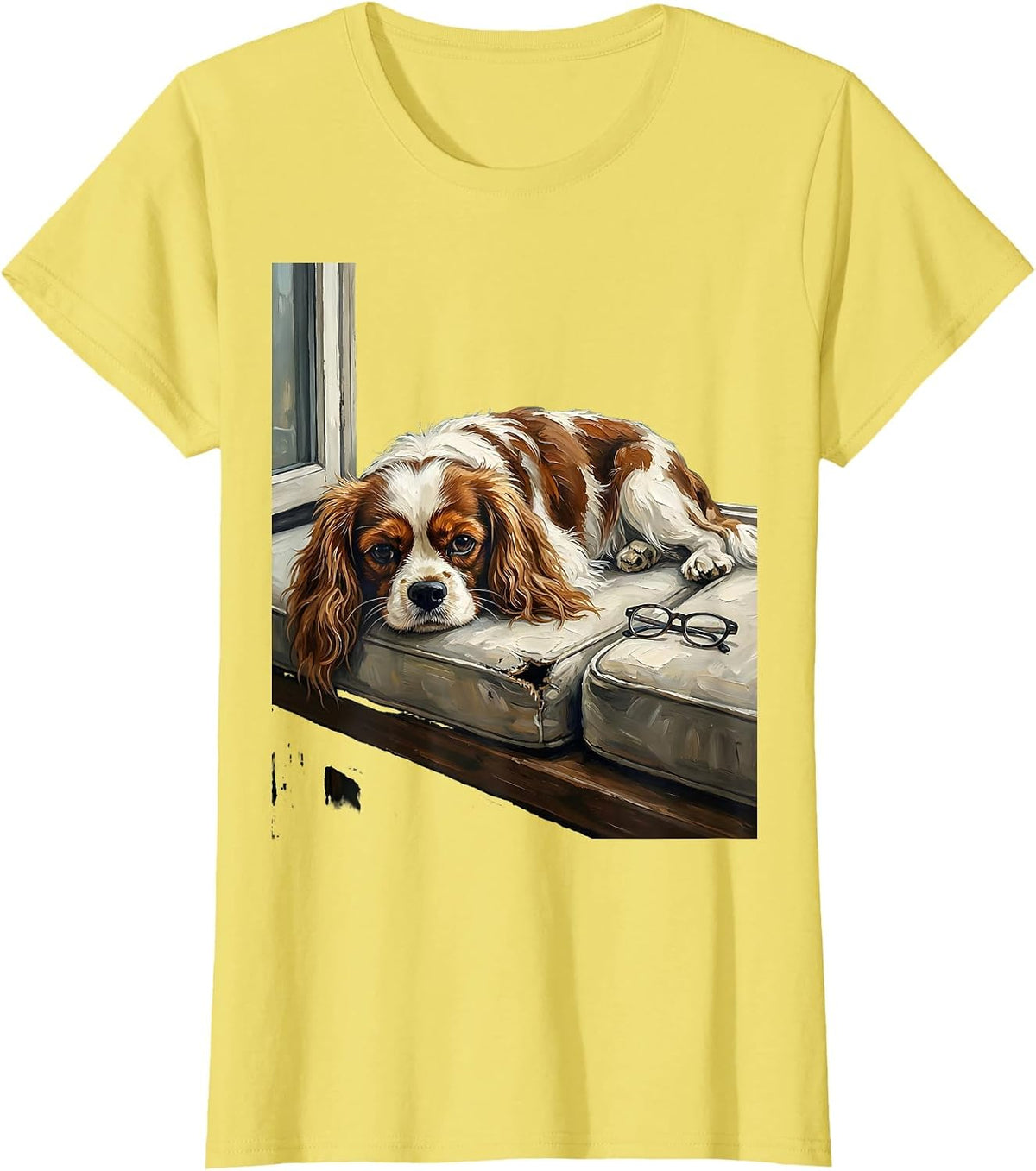 Women's Cavalier King Charles Spaniel Art Dog Owner Gift T-Shirt - Lemon Yellow