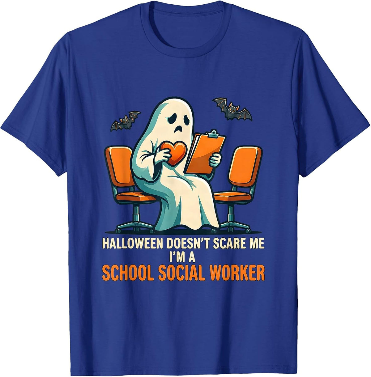 Men's Halloween Doesn't Scare Me, I'm A School Social Worker T-Shirt - Royal Blue