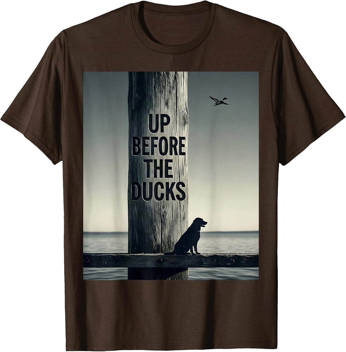 Up Before The Ducks Vintage Duck Hunting Labrador Retriever T-Shirt - Brown
