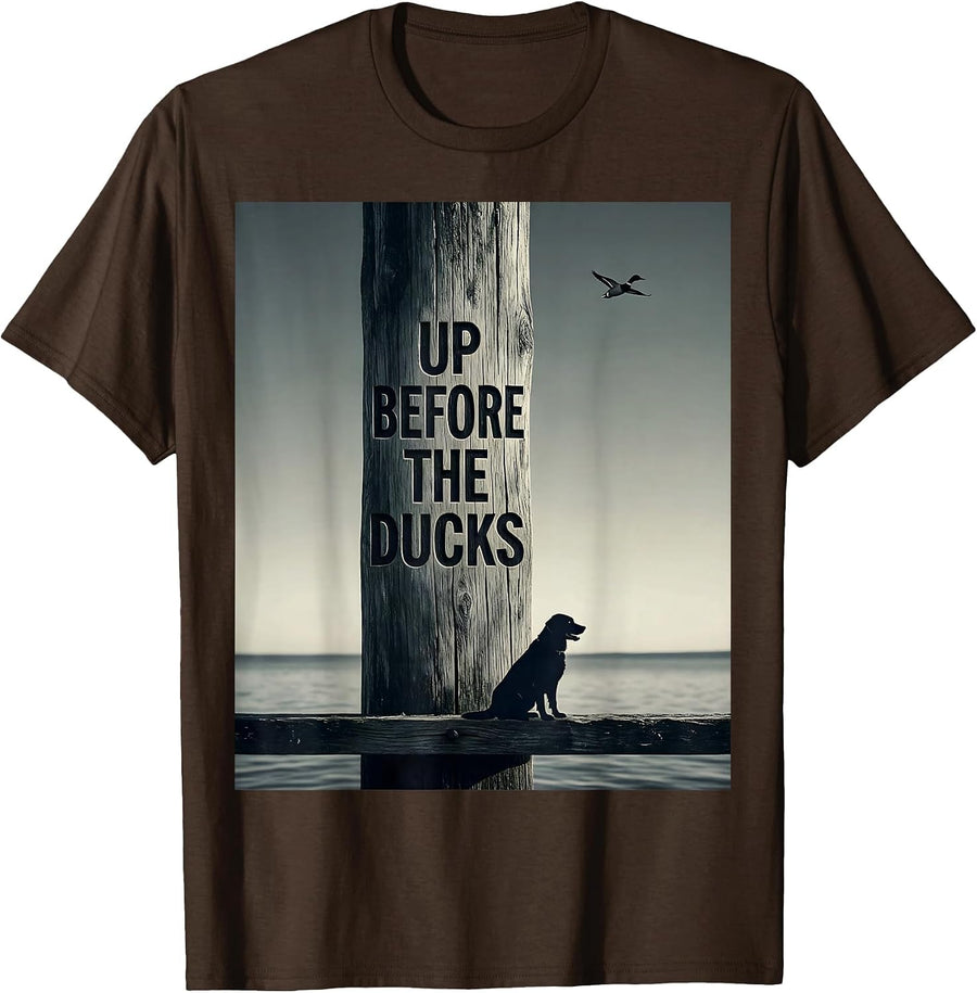 Up Before The Ducks Vintage Duck Hunting Labrador Retriever T-Shirt - Brown