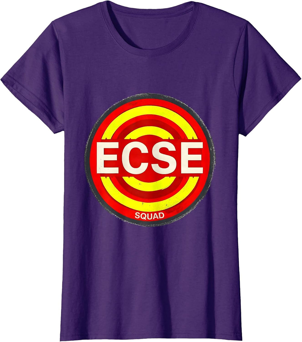Women's ECSE Squad Stencil Graphic Back To School Support Staff T-Shirt - Purple