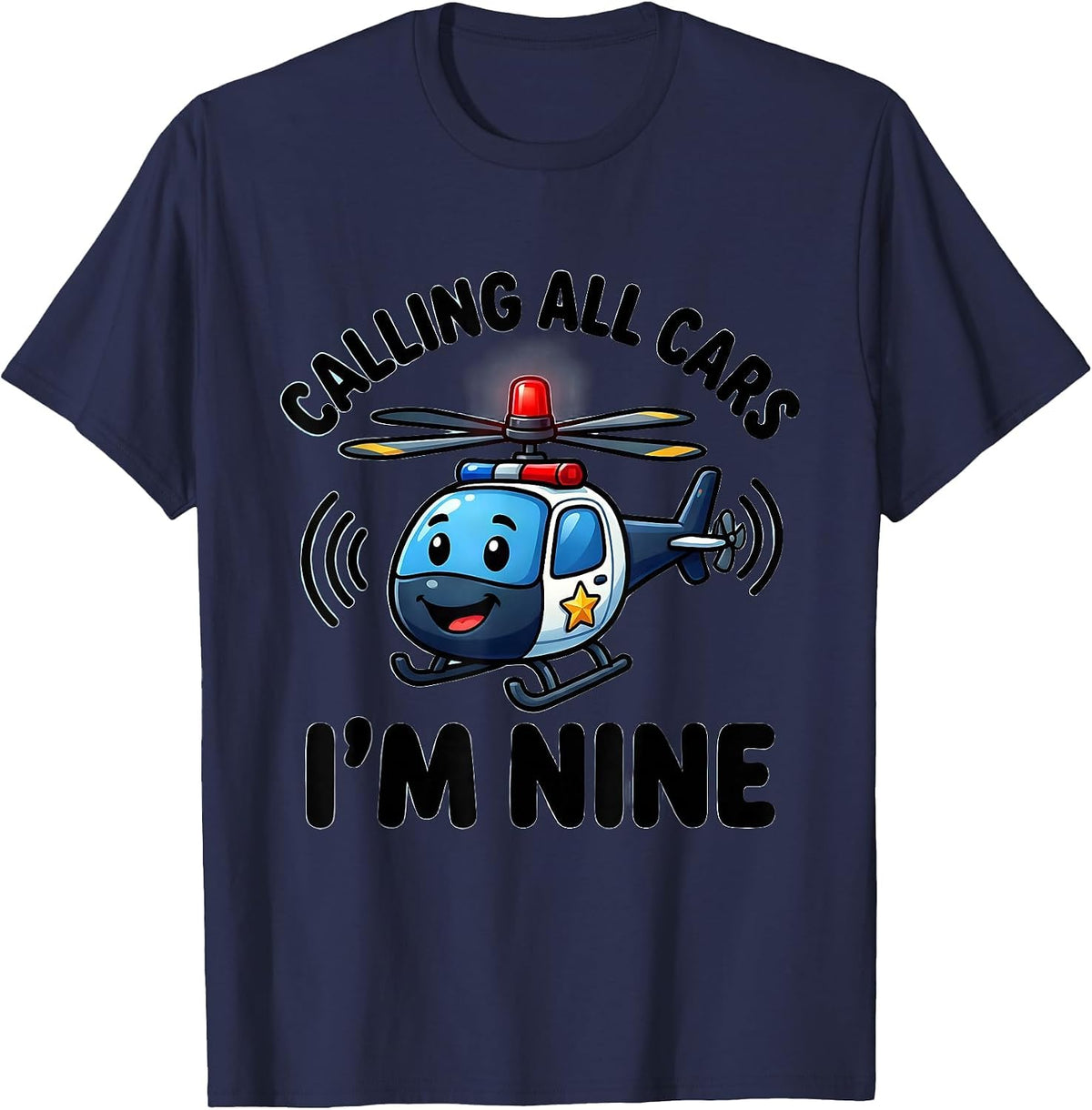 Calling All Cars I'm Nine Future Police Officer Kids T-Shirt - Navy Blue