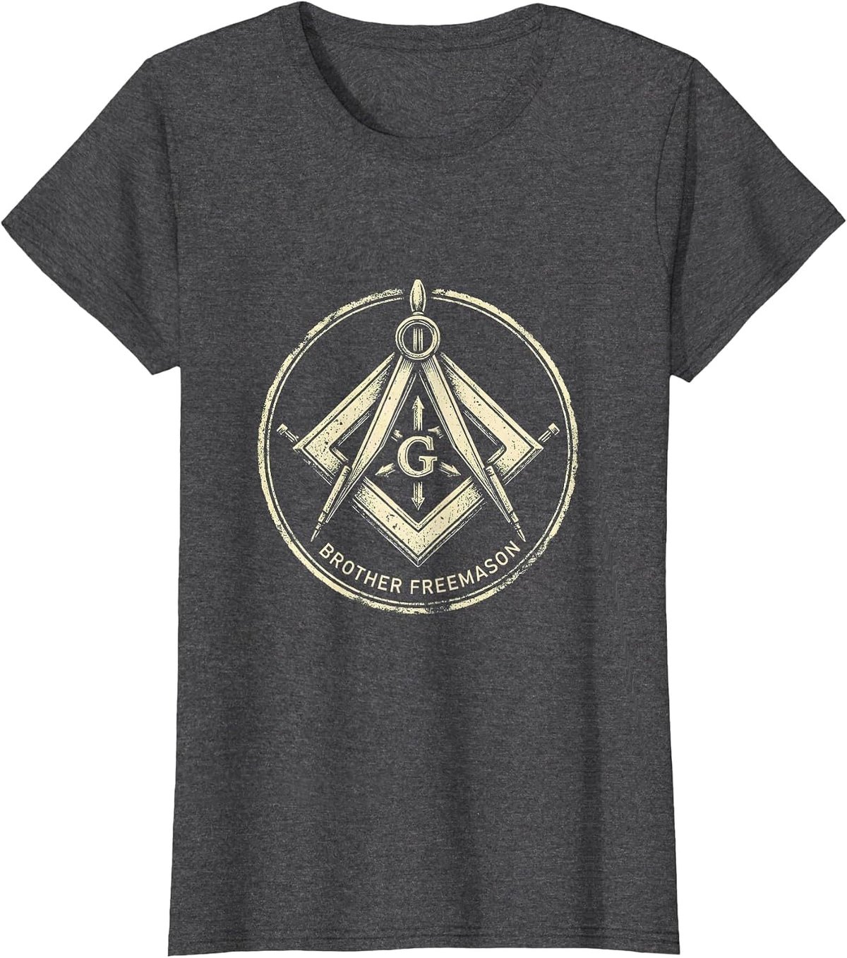 Women's Brother Freemason Rubber Stamp Square and Compass Masonic T-Shirt - Dark Heather Grey
