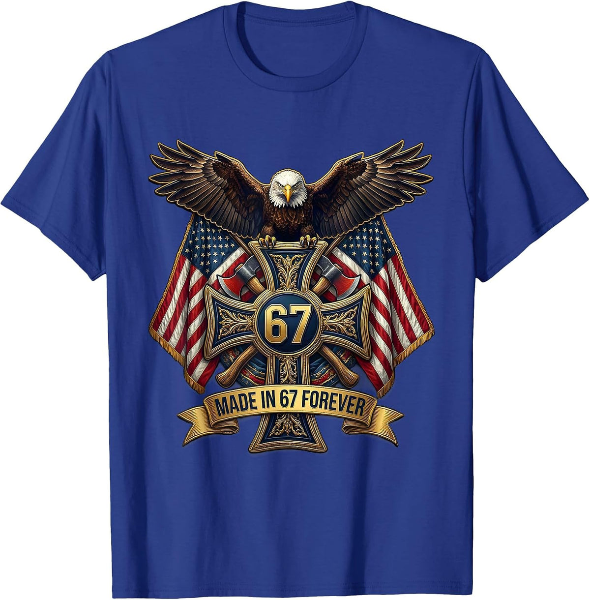 Men's Made in 67 Forever Mason Birth Year Design T-Shirt - Royal Blue
