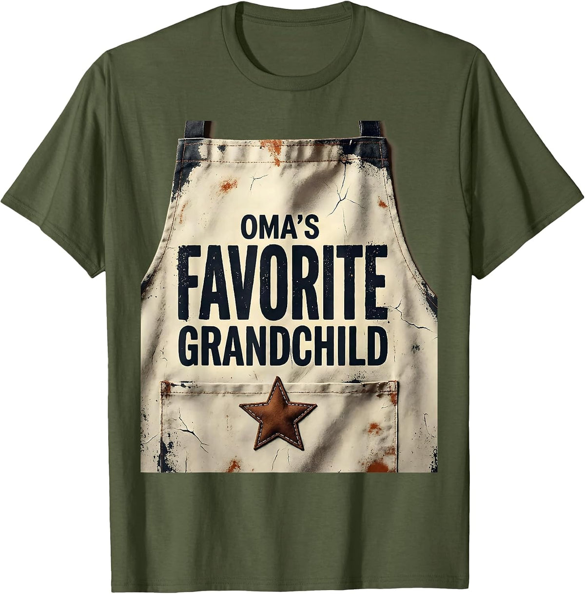 Men's Oma's Favorite Grandchild Distressed Funny Grandparent Gift T-Shirt - Olive Green