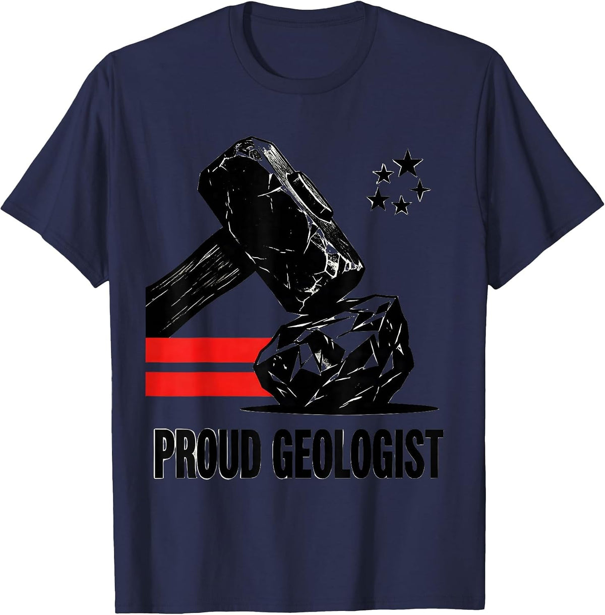 Men's Proud Geologist Brutalist Graphic Patriotic Occupation Pride T-Shirt - Navy Blue