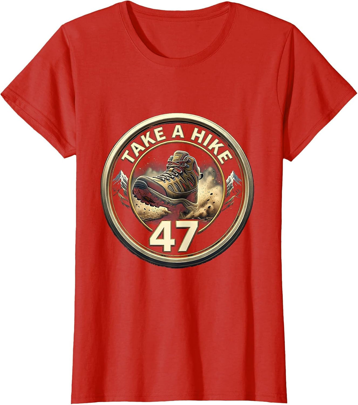 47 Take a Hike Outdoor Adventure Design T-Shirt - Red