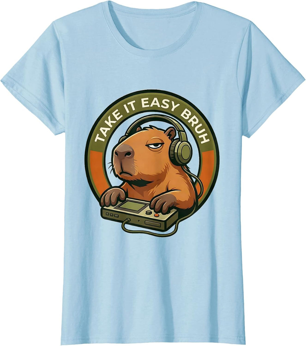 Women's Take It Easy, Bruh Funny Capybara Gamer Meme Humor T-Shirt - Baby Blue