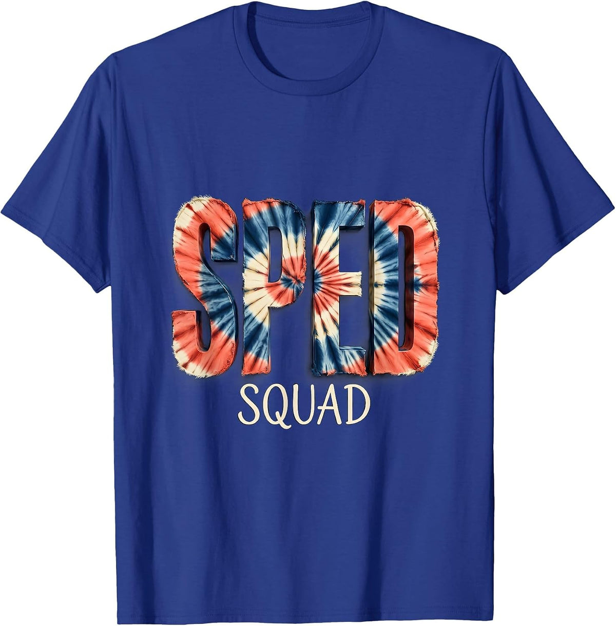 Men's SPED Squad Tie Dye Back To School Appreciation Day Workwear T-Shirt - Royal Blue