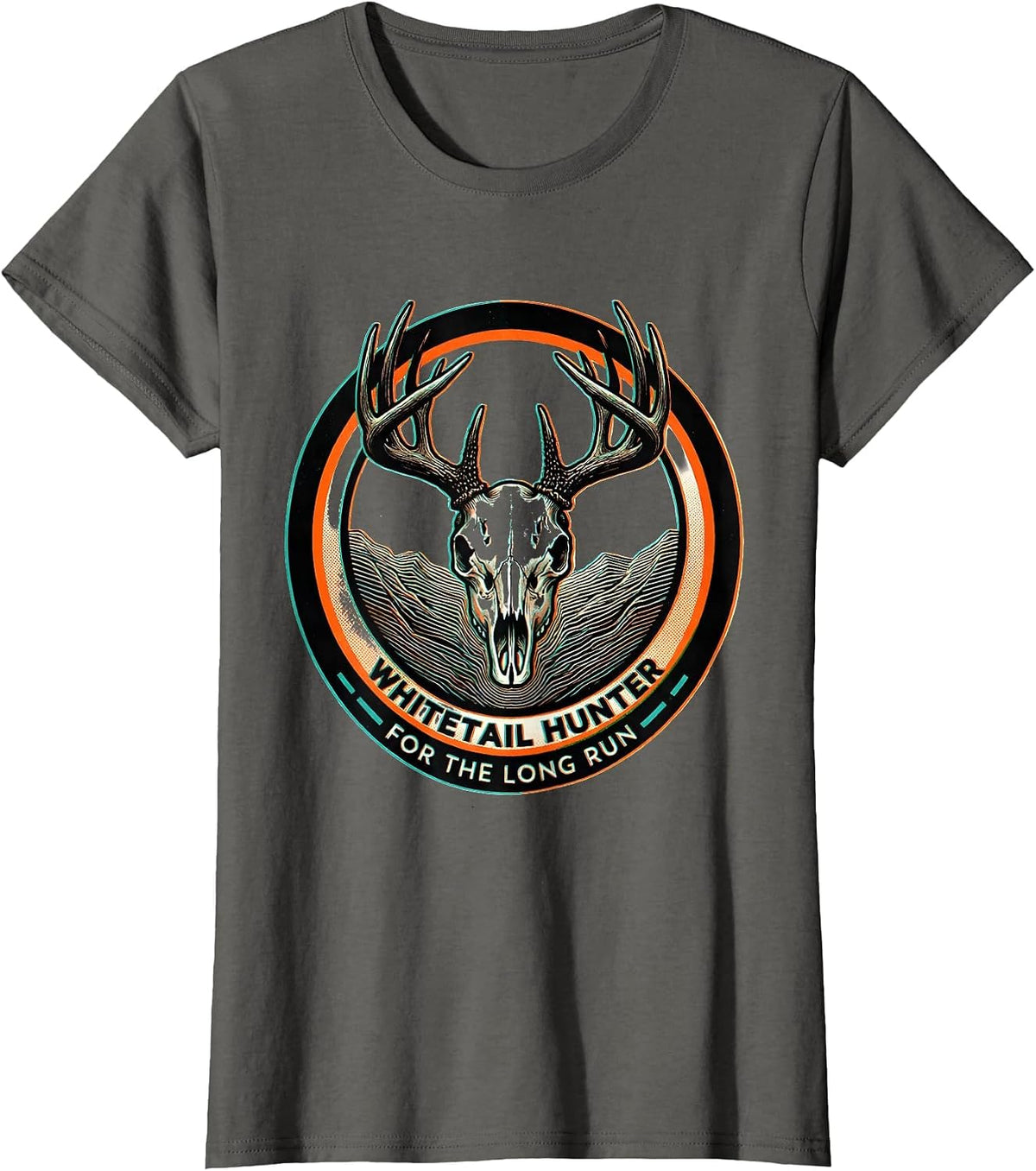 Women's Whitetail Hunter, For The Long Run Camo Dad Hunting T-Shirt - Asphalt Grey