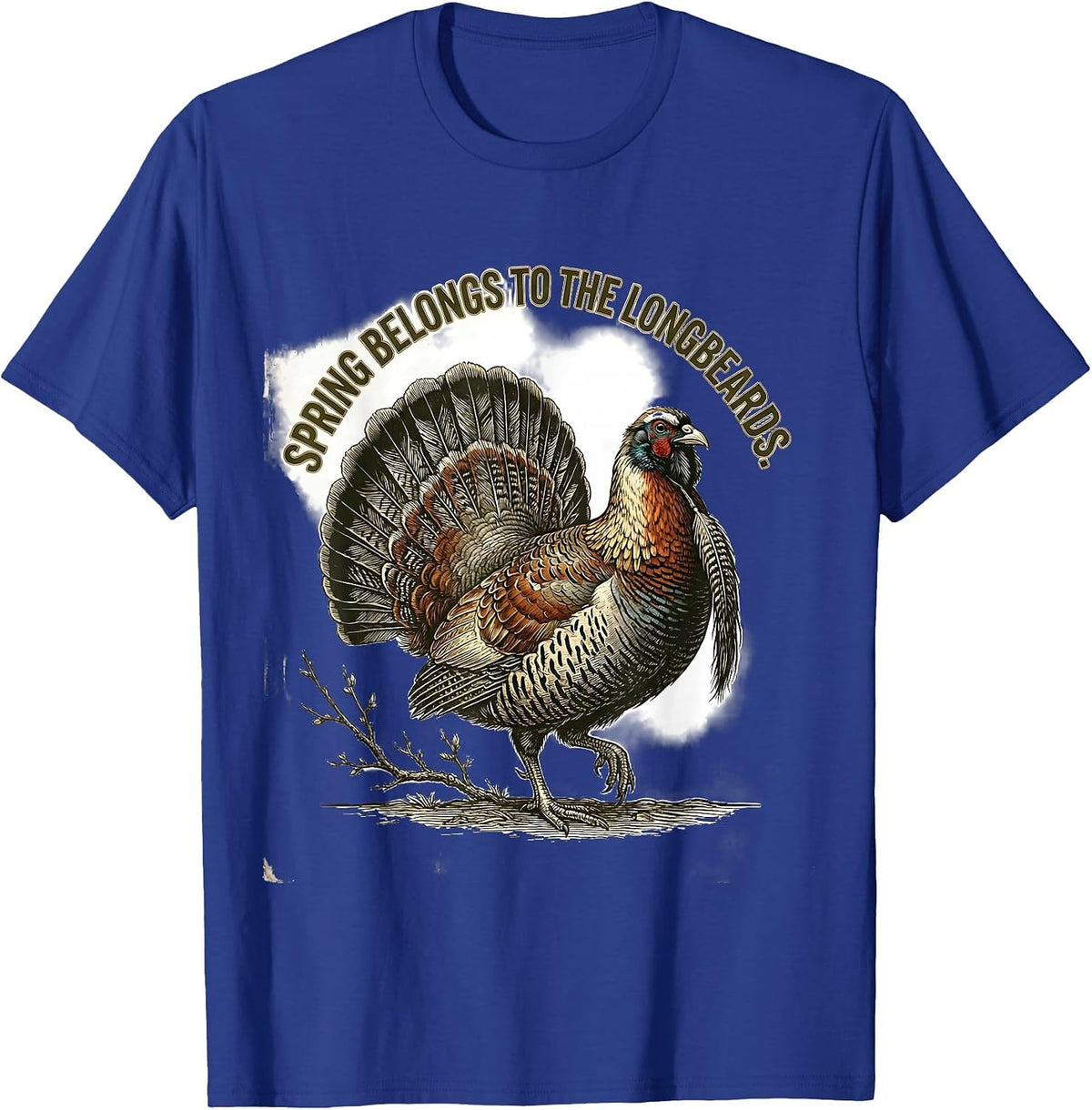 Men's Spring Belongs To The Longbeards Vintage Turkey Hunter Humor T-Shirt - Royal Blue